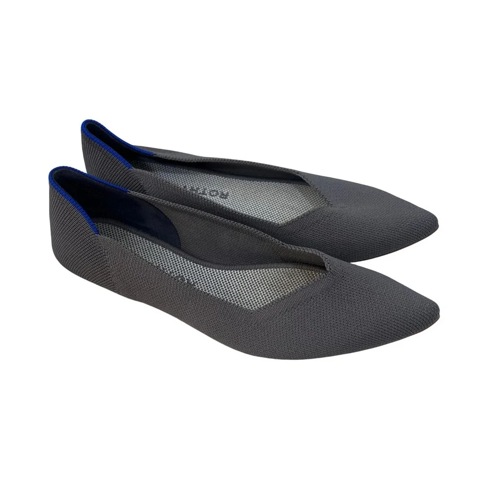 Rothys Gray Slip On Mary Jane Shoes 7.5 Preppy Quiet Luxury Office Siren Comfort